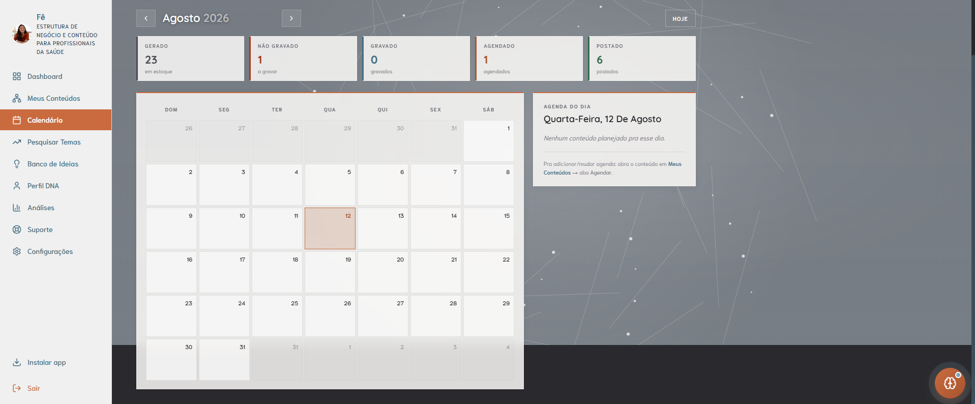 Calendário de conteúdos da ContextIA